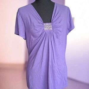 Dressbarn Purple Short Sleeve Top-Size LG